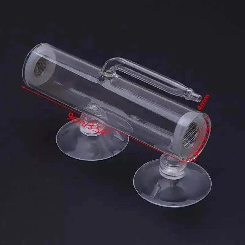 Glass aquarium CO2 diffuser with suction cups.