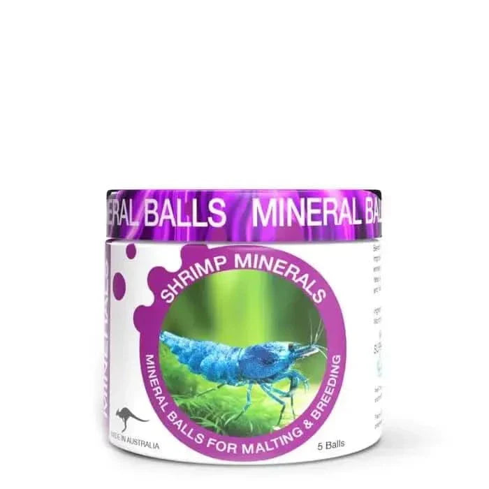 Shrimp mineral balls in a white container.