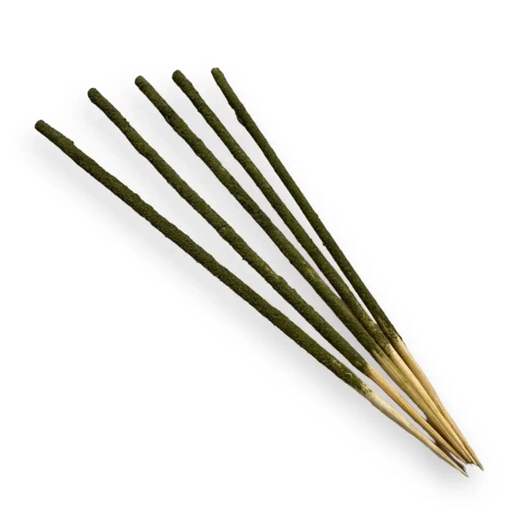 Bundle of green incense sticks.