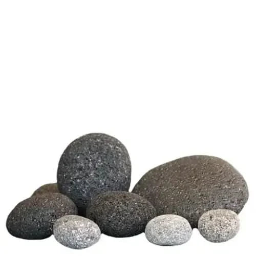 Pile of porous gray rocks.