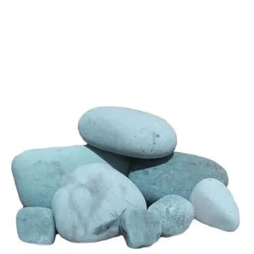 Pile of smooth, blue-gray stones.