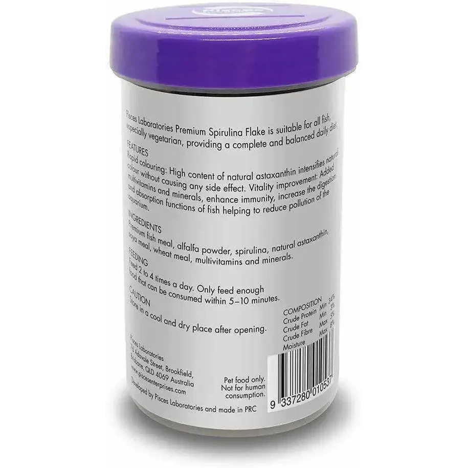 Container of fish food flakes.