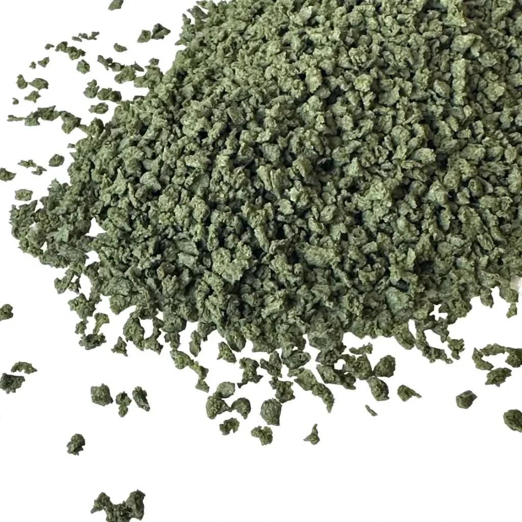 Green granular material.