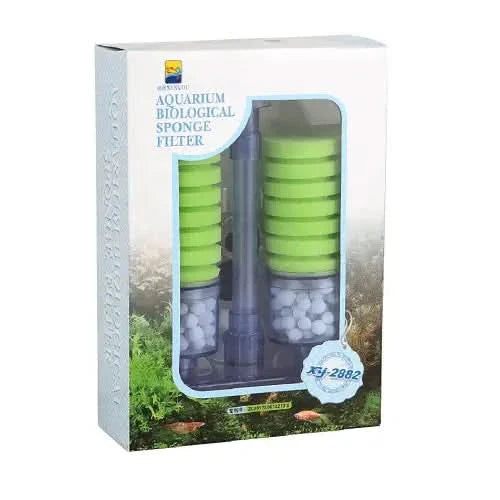 Aquarium biological sponge filter in packaging.