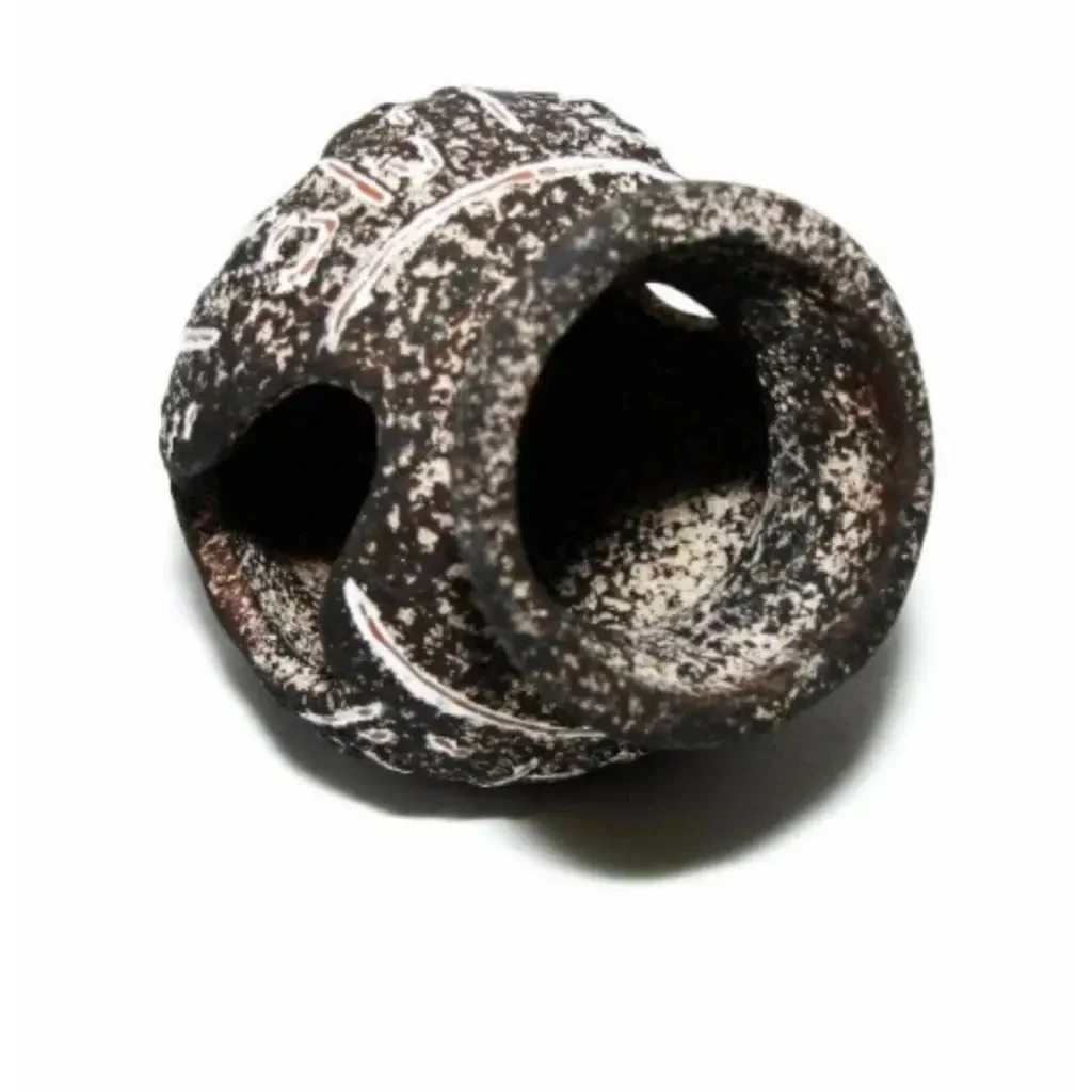 Speckled ceramic aquarium decoration.