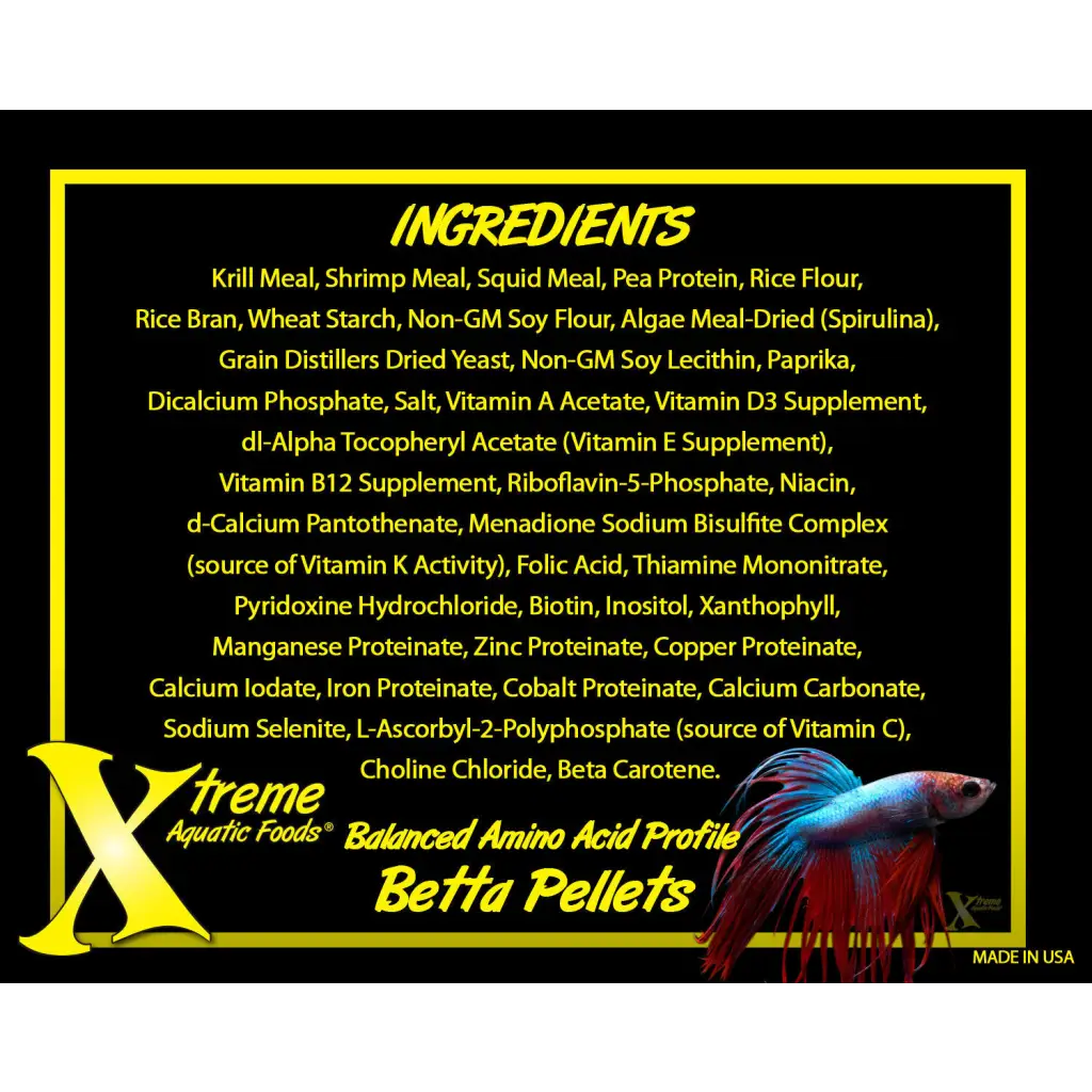 Betta fish food ingredients.
