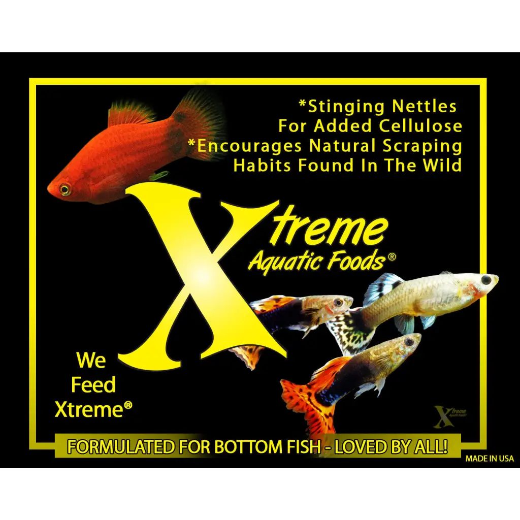 Aquatic fish food advertisement.