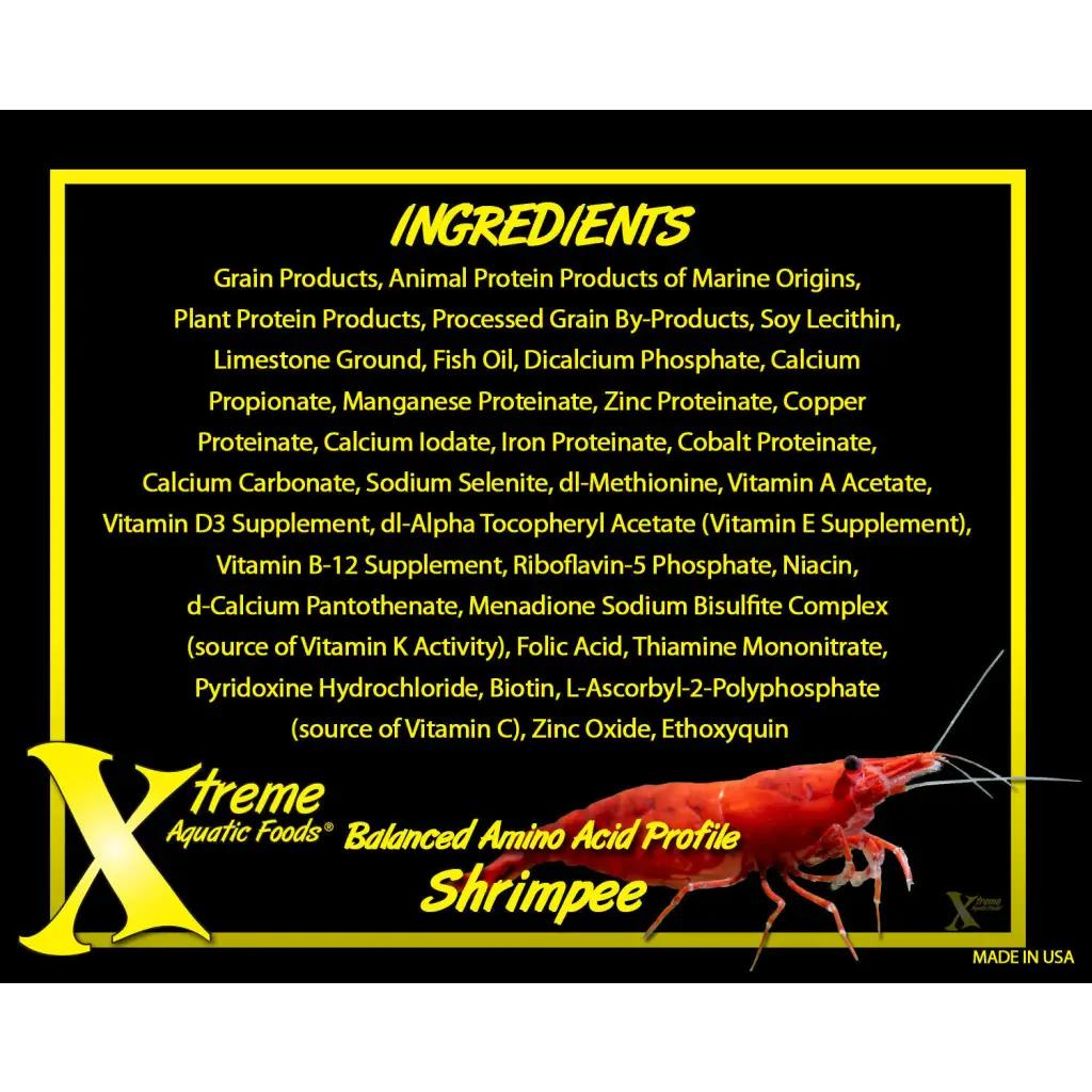 Shrimp food ingredients.
