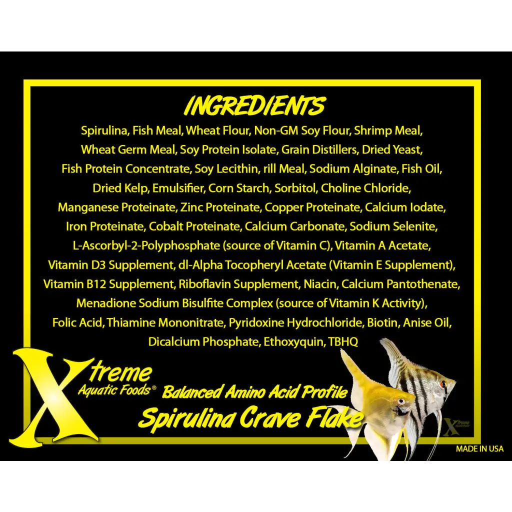 Fish food ingredients list.