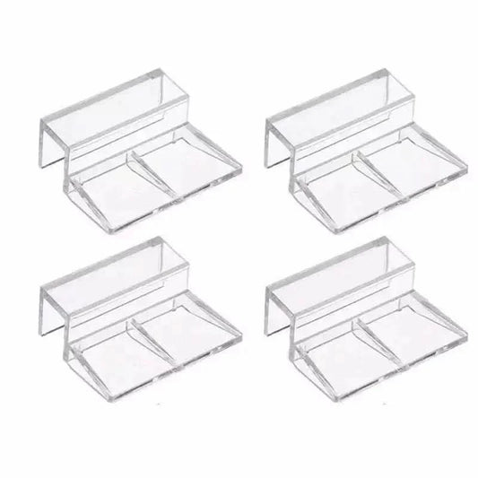 Four clear acrylic display stands.