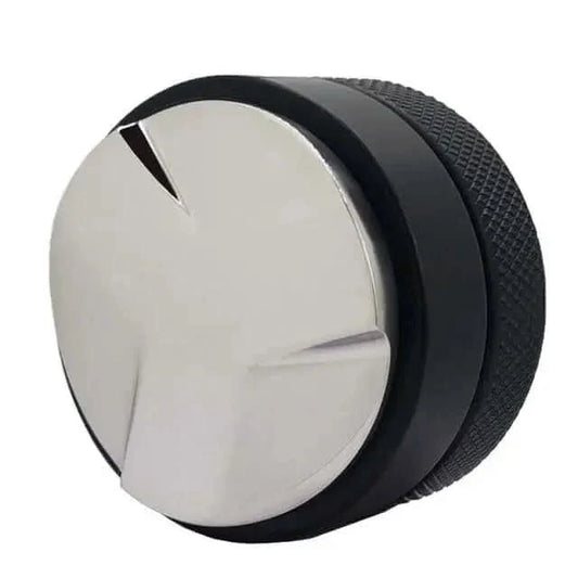 Silver and black coffee tamper.
