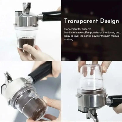Transparent coffee dosing cup.
