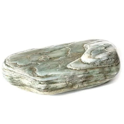 Smooth, layered, greenish-gray rock.
