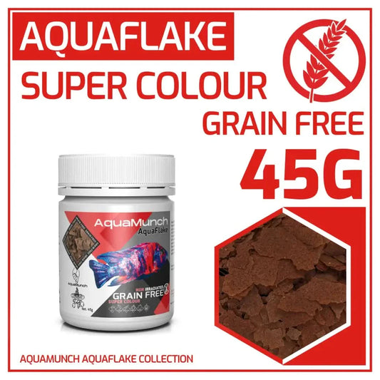 Aquaflake super colour grain-free fish food.