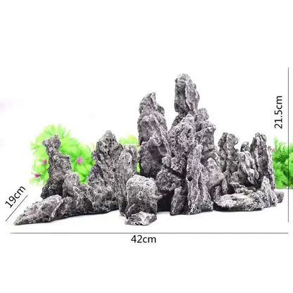 Gray rock aquarium decoration.