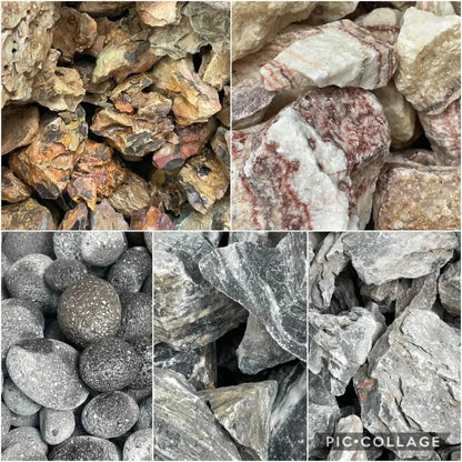 Assorted decorative rocks.
