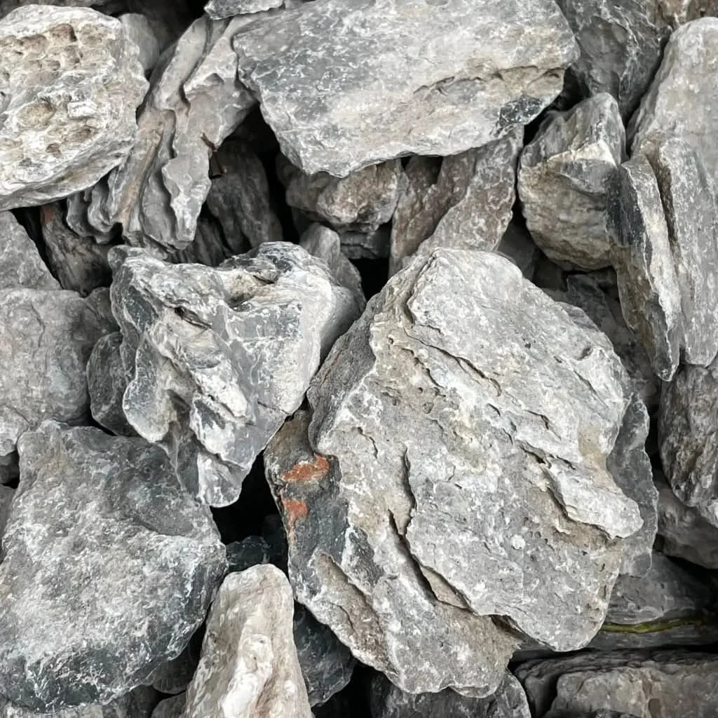 Pile of rough gray rocks.