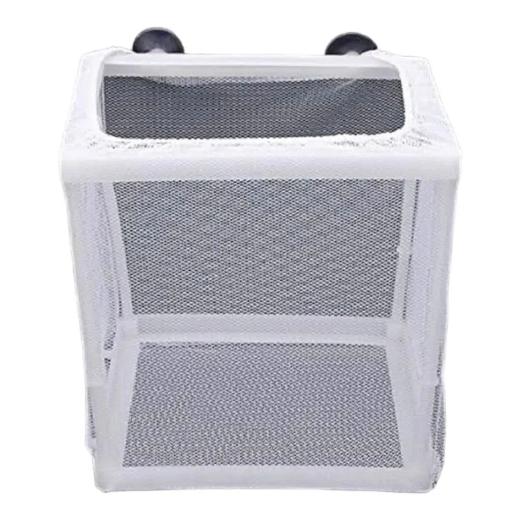 White mesh fish breeding box.