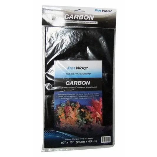 Packaged carbon aquarium filter pad.
