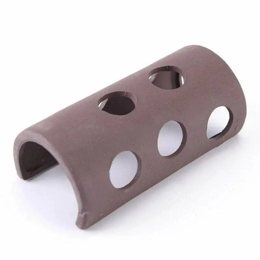 Brown ceramic aquarium cave with holes.
