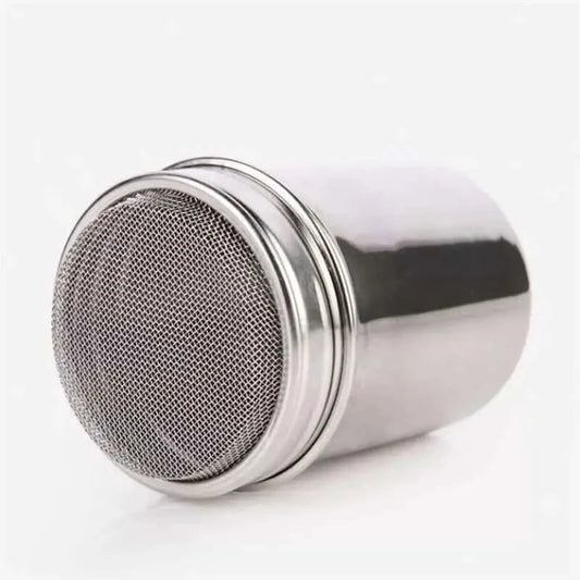 Stainless steel powder shaker.