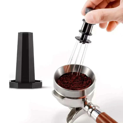 Coffee distribution tool with stand.