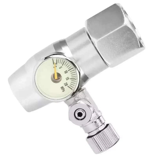 Silver pressure regulator with gauge.