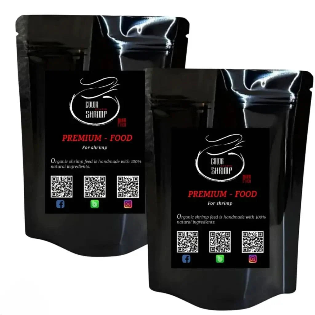 Two black bags of shrimp food.