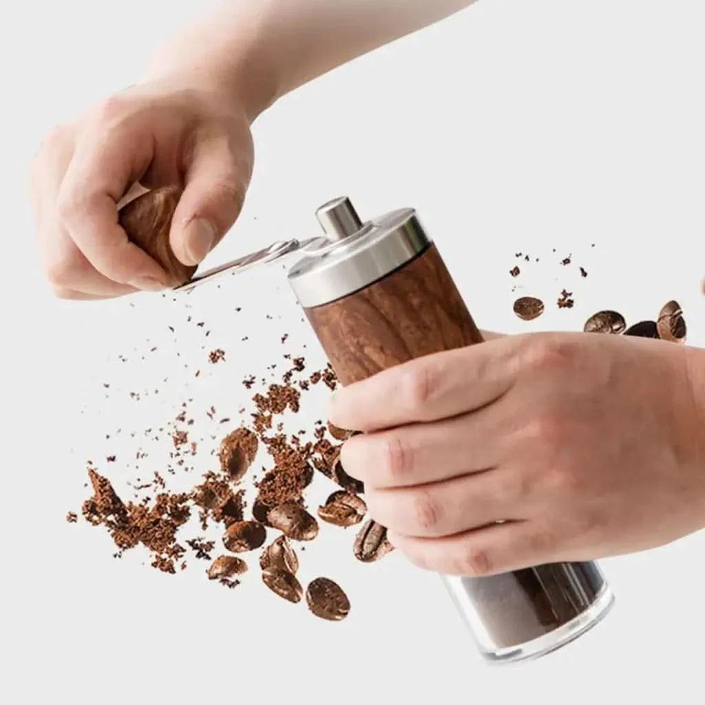 Hand-operated coffee grinder.