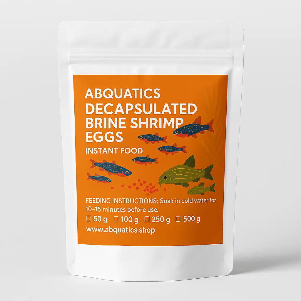 Pouch of decapsulated brine shrimp eggs.