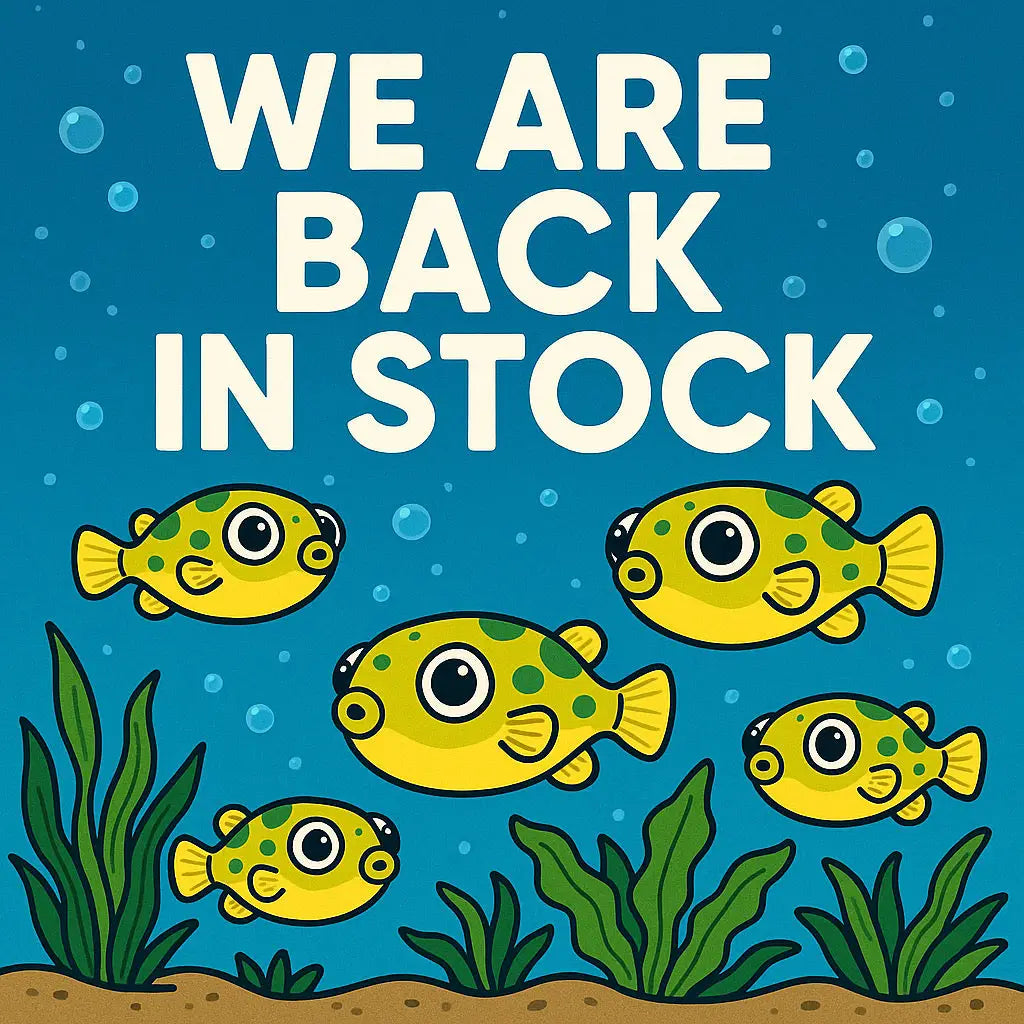 Cartoon pufferfish in underwater scene.