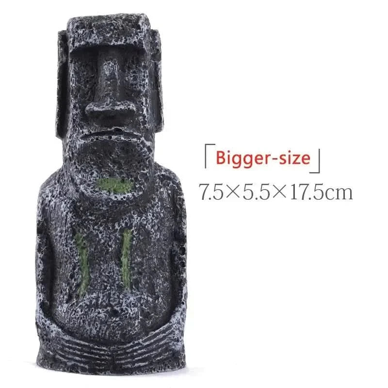 Moai statue aquarium decoration.