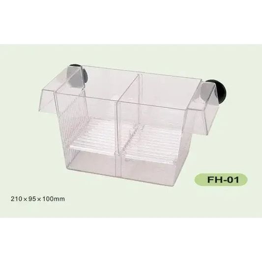 Clear plastic aquarium breeder box.