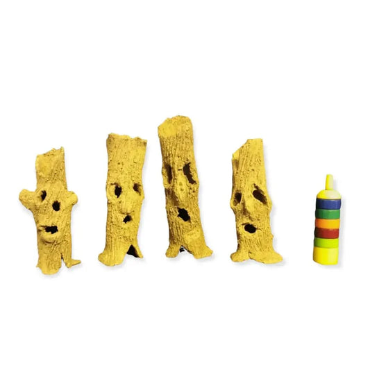 Yellow aquarium decorations.