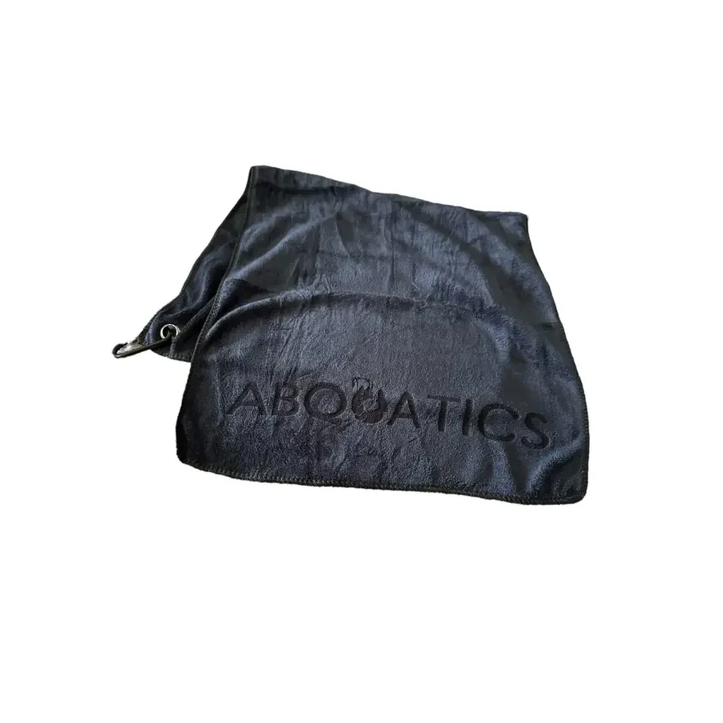 Black towel with grommet.