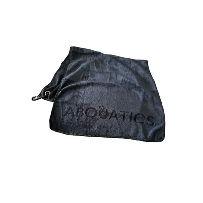 Black towel with grommet.