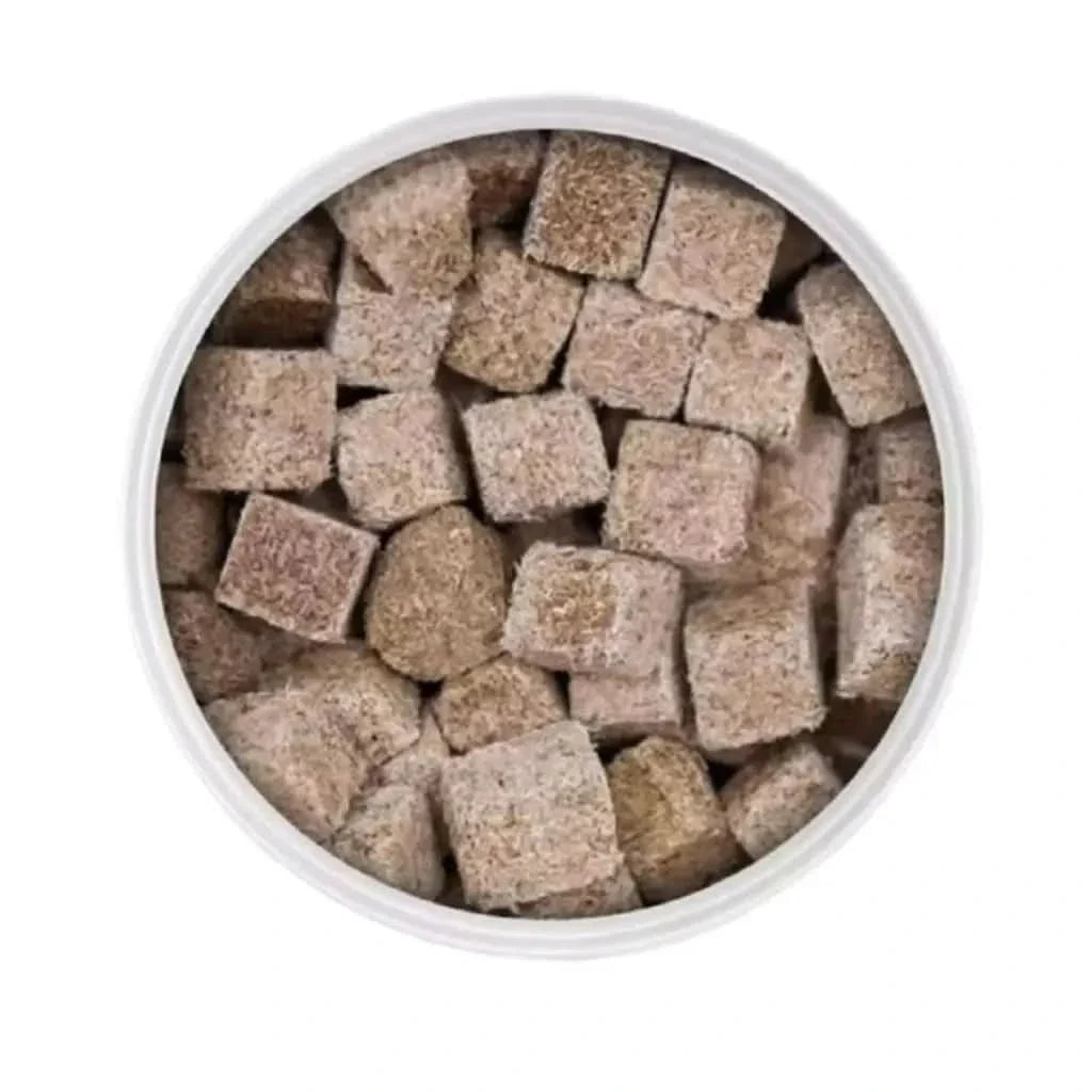 Brown sugar cubes in a container.