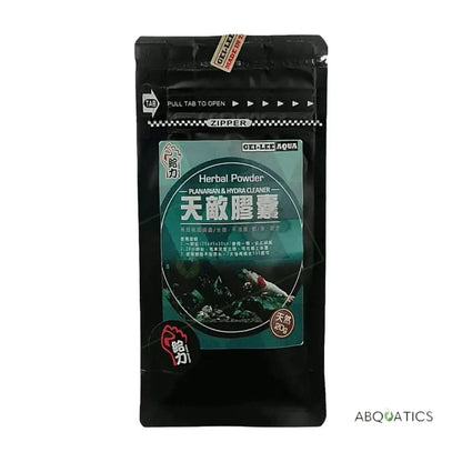 Black bag of herbal powder for aquarium cleaning.