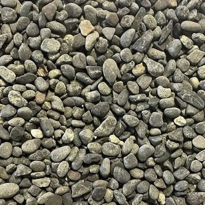 Pile of gray river rocks.