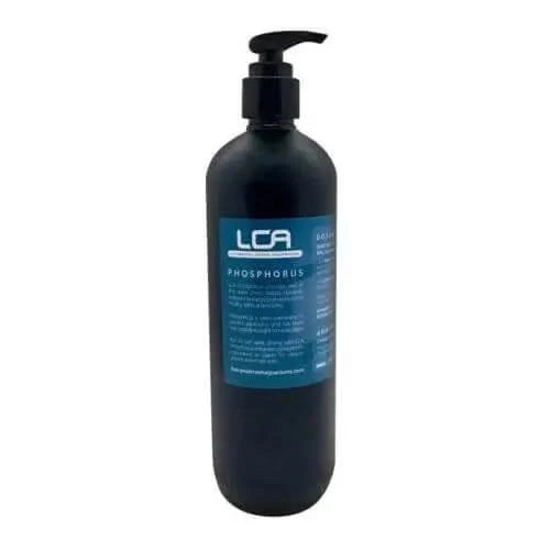 Dark bottle of phosphorus solution with pump.