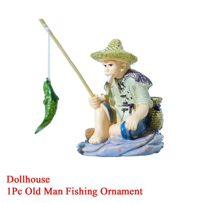Old Man FIshing Decor