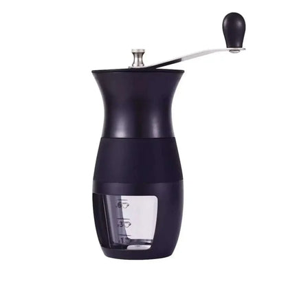 Black manual coffee grinder.