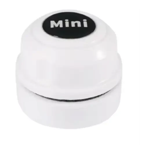 White, round, magnetic aquarium cleaner.