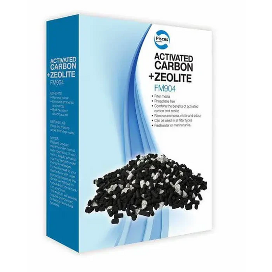 Box of activated carbon and zeolite for aquarium filters.