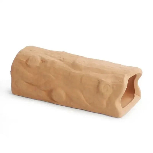 Hollow ceramic log.