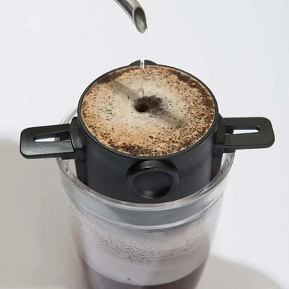 Pour-over coffee maker in use.