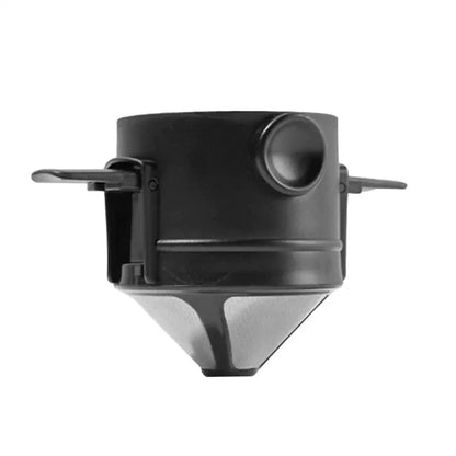 Black pour-over coffee filter.