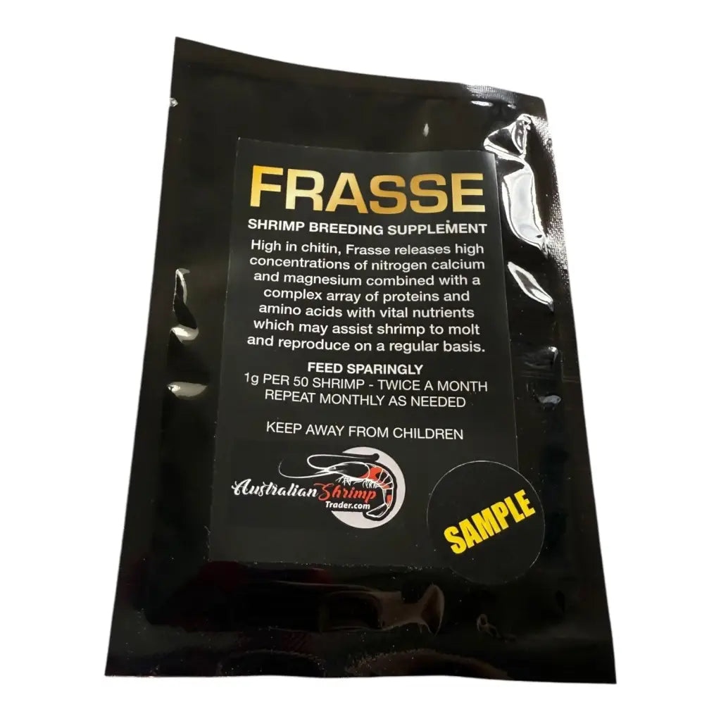 Black pouch of shrimp breeding supplement.