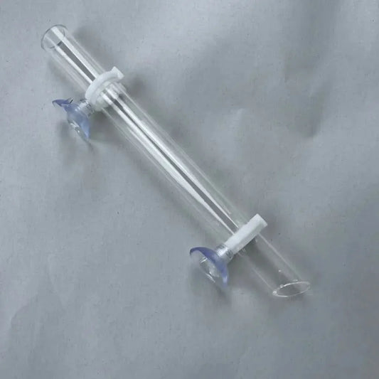 Glass tube with suction cups.