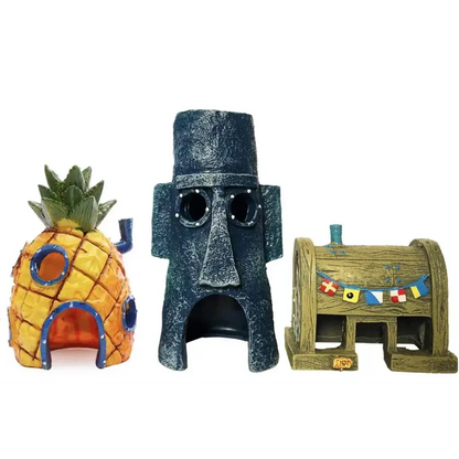 SpongeBob SquarePants aquarium decorations.